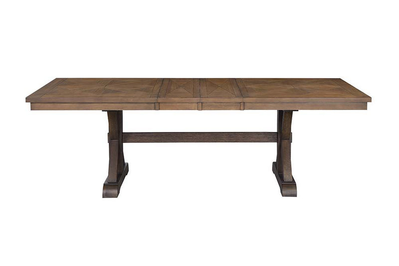 Pascaline - Dining Table - Gray Fabric, Rustic Brown & Oak Finish - Grand Furniture GA