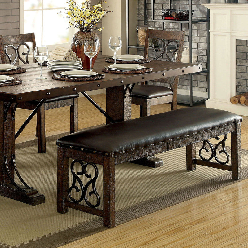 Paulina - Bench - Rustic Walnut / Espresso - Grand Furniture GA