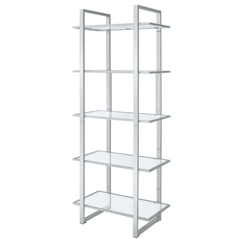 Hartford - Glass Shelf Bookcase - Chrome - Grand Furniture GA