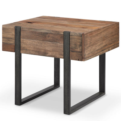 Prescott - Modern Reclaimed Wood Rectangular End Table - Rustic Honey.