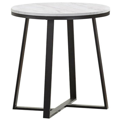 Hugo - Metal Base Round End Table - White and Matte Black.