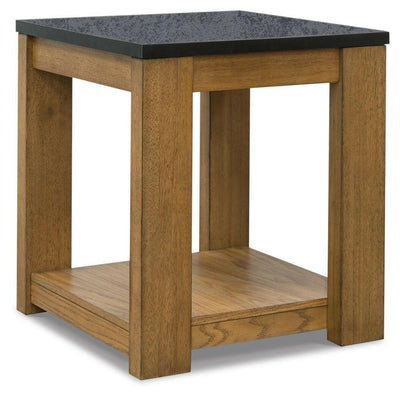 Quentina - Light Brown / Black - Rectangular End Table.