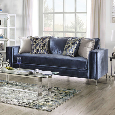 Jodie - Sofa - Satin Blue / Silver - Grand Furniture GA