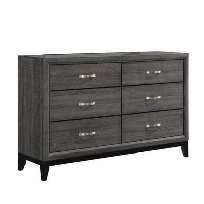 Watson - 6-Drawer Dresser - Grey Oak and Black.