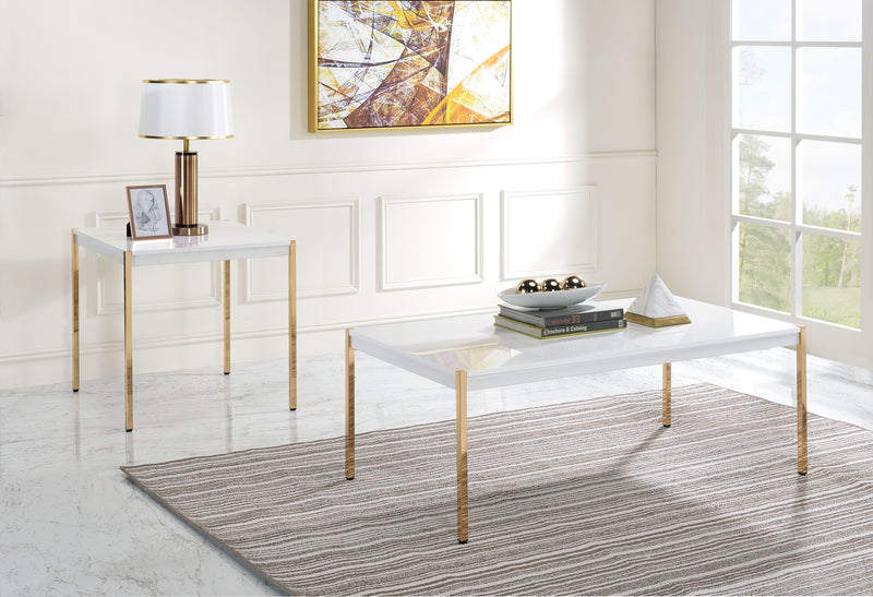 Otrac - End Table - White & Gold Finish - Grand Furniture GA