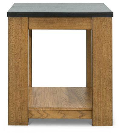 Quentina - Light Brown / Black - Rectangular End Table.