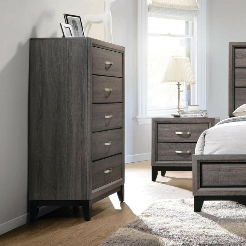 Watson - 5-Drawer Chest - Gray Oak And Black - Grand Furniture GA