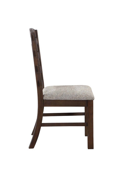 Pascaline - Side Chair (Set of 2) - Gray Fabric, Rustic Brown & Oak Finish - Grand Furniture GA