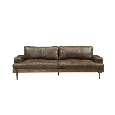 Silchester - Sofa - Oak & Distress Chocolate Top Grain Leather - Grand Furniture GA