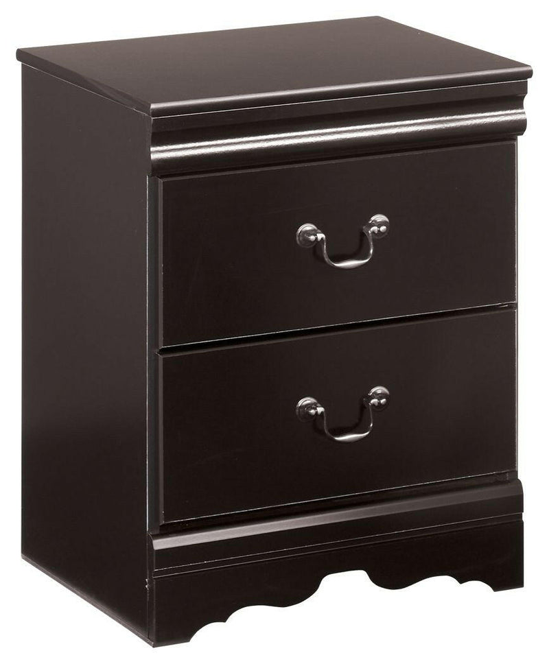 Huey - Black - Two Drawer Night Stand.