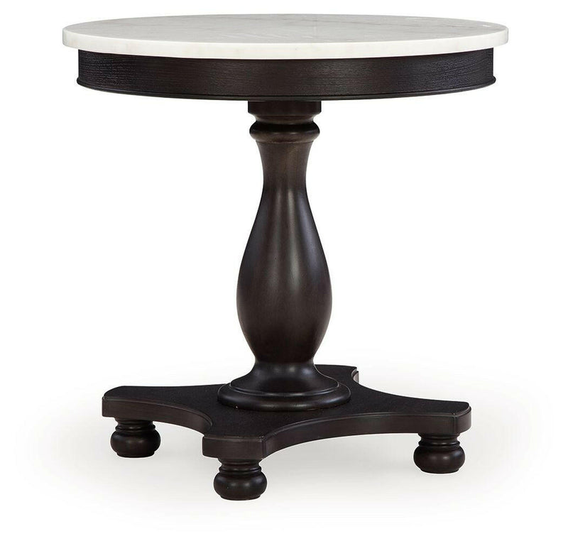 Henridge - Black / White - Accent Table With Pedestal Base.