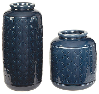 Marenda - Navy Blue - Vase Set (Set of 2).