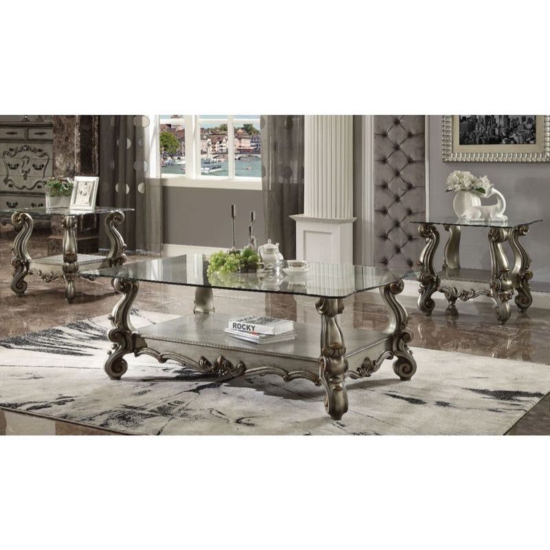 KD, Square End Table w/Glass Top • Open Compartment.