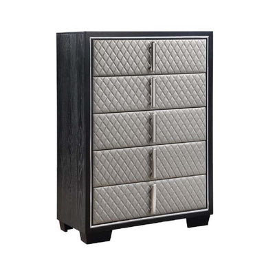 Nicola - Chest - Silver PU & Black Finish - Grand Furniture GA