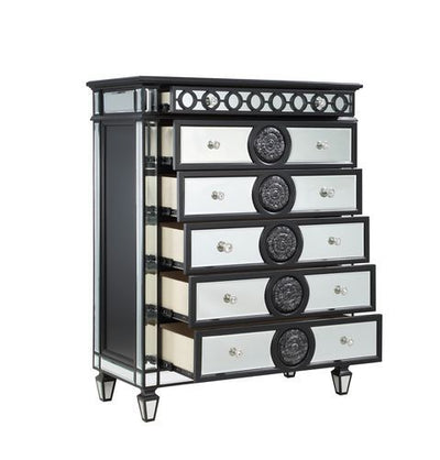 Varian II - Chest - Black Velvet & Black & Sliver Finish - Grand Furniture GA