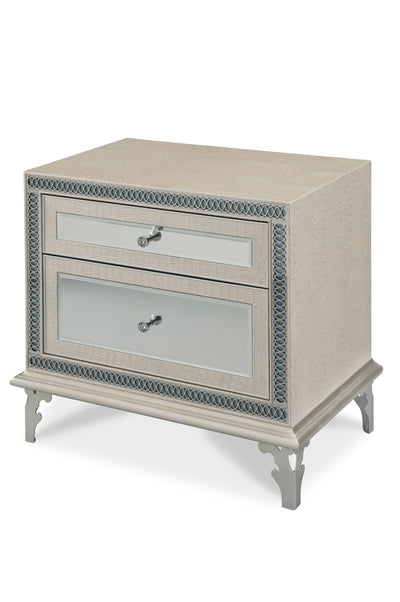 Hollywood Swank - Upholstered Nightstand - Crystal Croc.