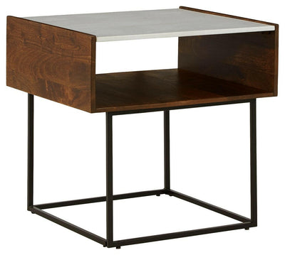 Rusitori - Brown / Beige / White - Rectangular End Table.