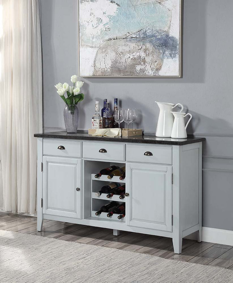 Lanton - Server - Marble & Antique White Finish - Grand Furniture GA