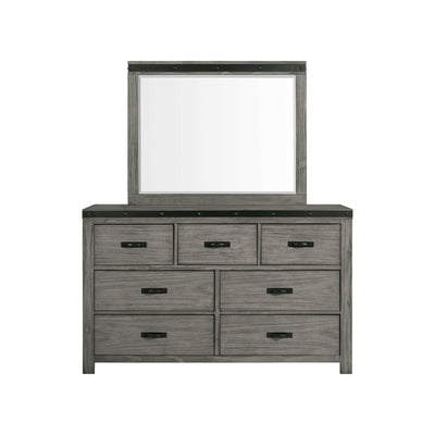 Wade - 7 Drawer Dresser & Mirror Set - Black - Dresser & Mirror - Grand Furniture GA