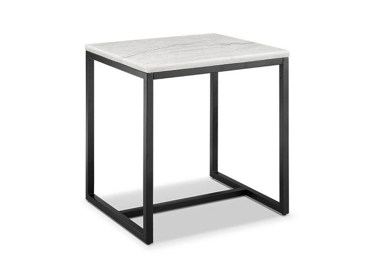 Torin - Rectangular End Table - White Marble And Matte Black