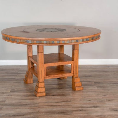 Sedona - 60" Round Table With Lazy Susan - Light Brown.