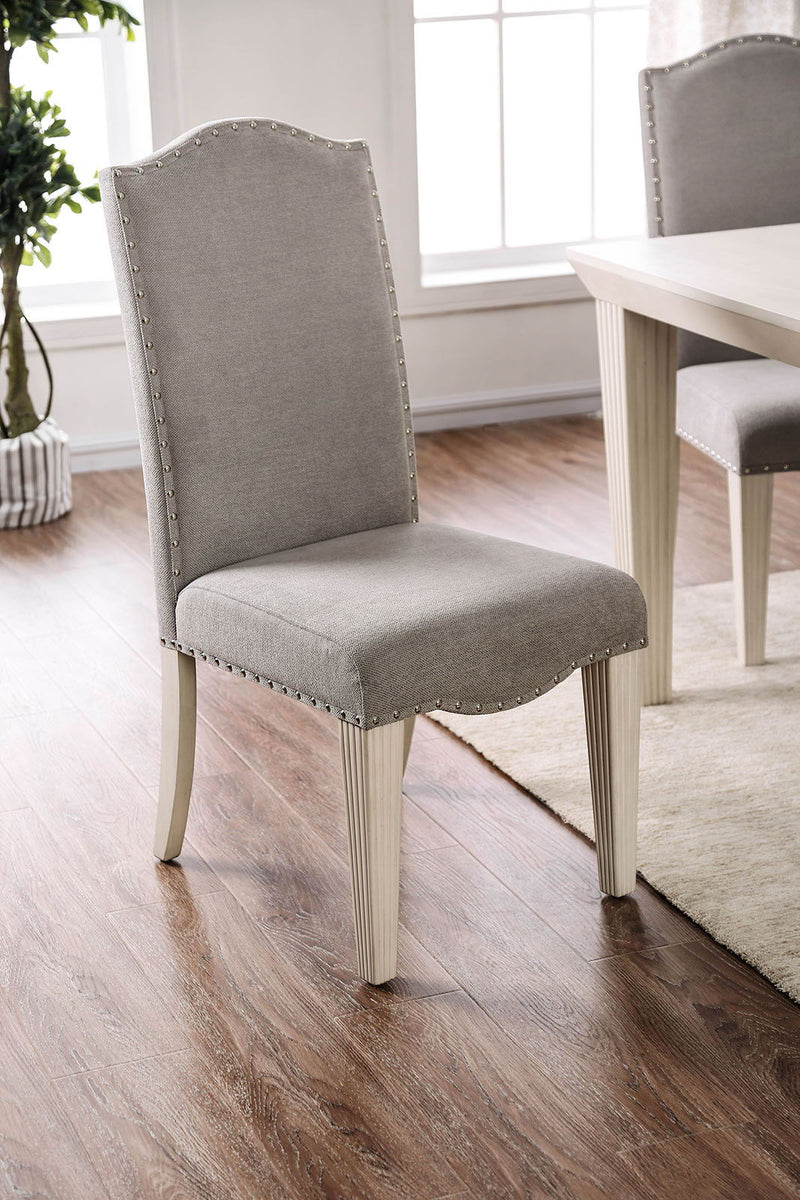 Daniella - Side Chair (Set of 2) - Antique White / Gray.