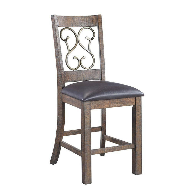 Raphaela - Counter Height Chair (Set of 2) - Black PU & Weathered Cherry Finish - Grand Furniture GA