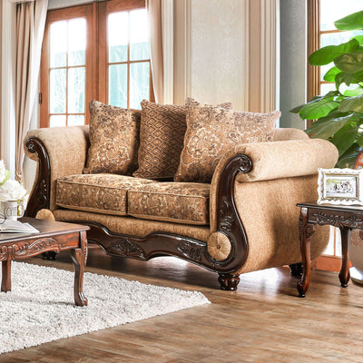 Nicanor - Loveseat - Tan / Gold - Grand Furniture GA