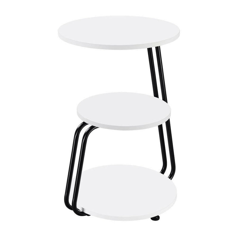 Hilly - 3-Tier Round Side Table - White and Black.