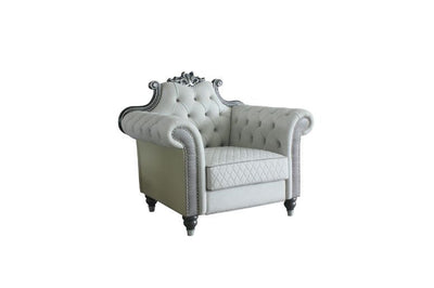 House - Delphine - Chair - Two Tone Ivory Fabric, Beige PU & Charcoal Finish - Grand Furniture GA