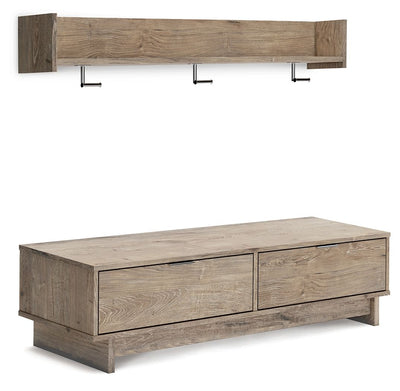 Oliah - Natural - Bench With Coat Rack.
