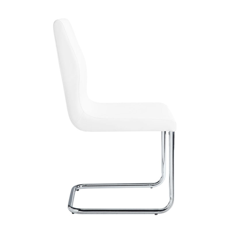 Palton - Side Chair (Set of 2) - White PU & Chrome Finish - Grand Furniture GA