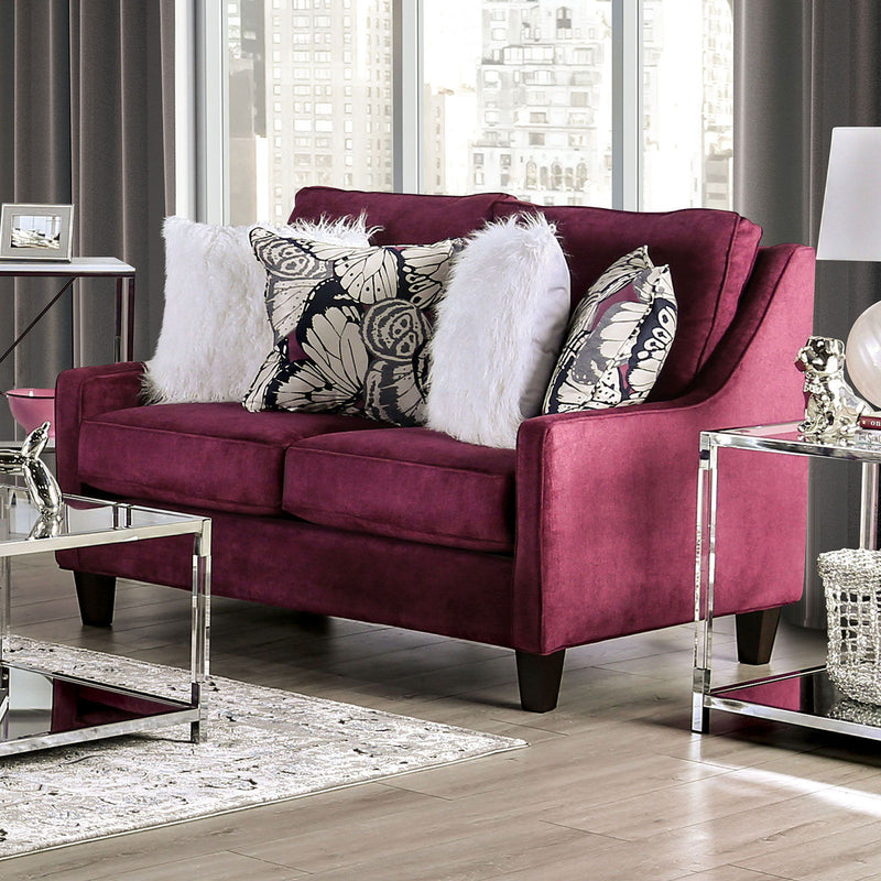 Jillian - Loveseat - Plum / Ivory / White - Grand Furniture GA