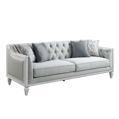 Katia - Sofa - Light Gray Linen & Weathered White Finish - Grand Furniture GA