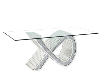 Noralie - Dining Table - Mirrored & Faux Diamonds - Glass - Grand Furniture GA