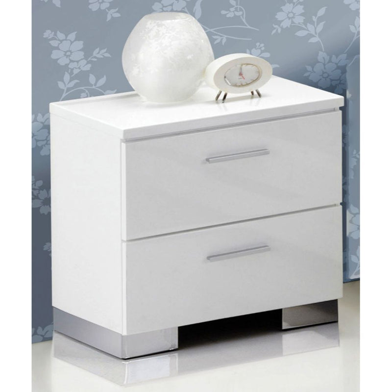 Lorimar - Nightstand - White & Chrome Leg - Grand Furniture GA