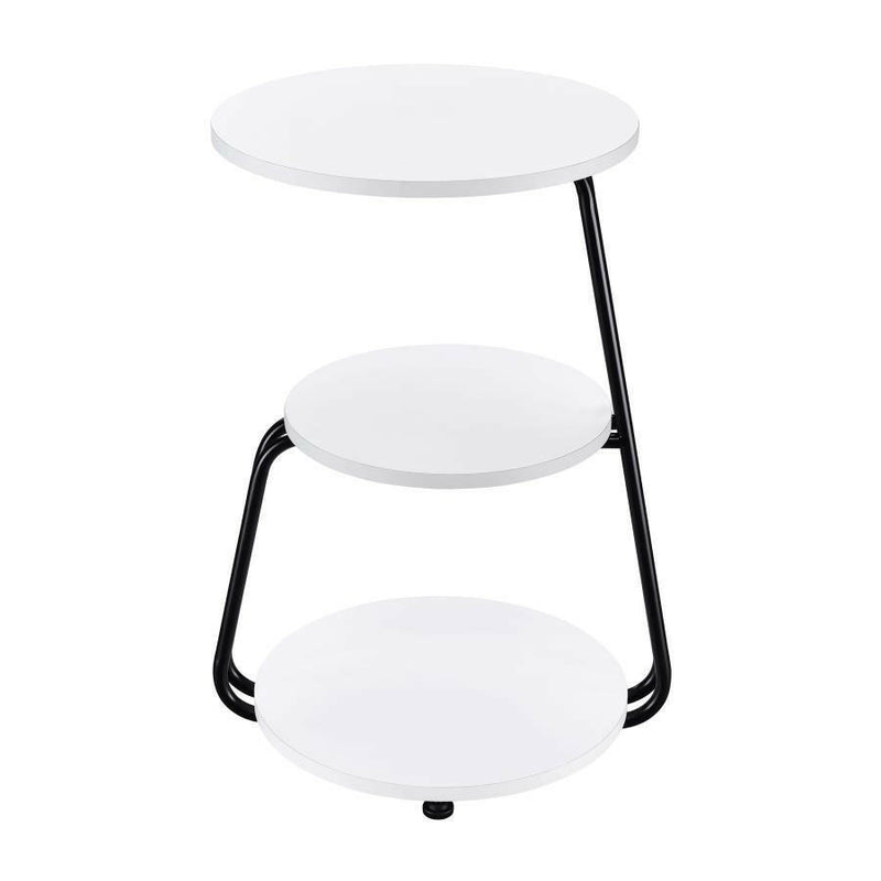 Hilly - 3-Tier Round Side Table - White and Black.