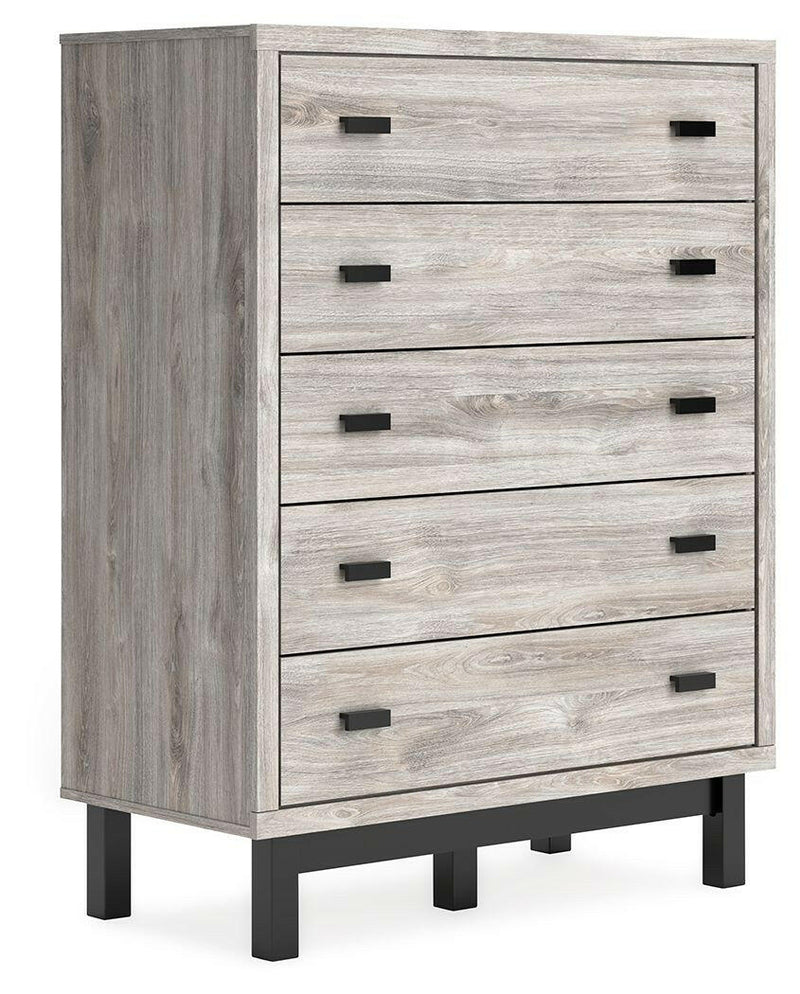 Vessalli - Black / Gray - Five Drawer Wide Chest.