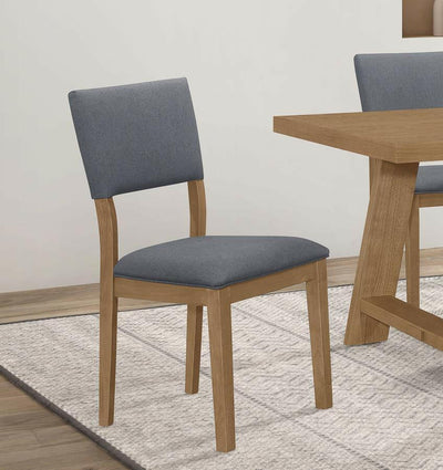 Sharon - Open Back Padded Upholstered Dining Side Chair (Set of 2) - Blue and Brown.