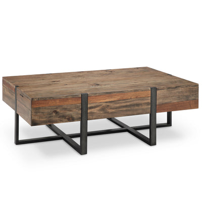 Prescott - Modern Reclaimed Wood Rectangular Cocktail Table - Rustic Honey.