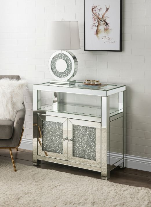 Noralie - Cabinet - Clear Glass, Mirroed & Faux Diamonds - Grand Furniture GA