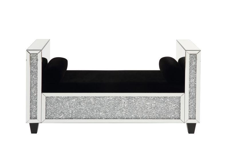 Noralie - Bench - Mirrored & Faux Diamonds - 28" - Grand Furniture GA