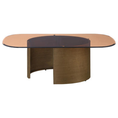 Morena - Rectangular Tawny Glass Coffee Table - Brushed Bronze