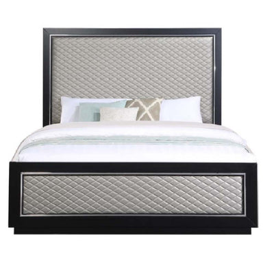 Nicola - Ek Bed - Silver PU & Black Finish - Grand Furniture GA