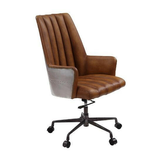 Salvol - Office Chair - Sahara Leather & Aluminum - Grand Furniture GA