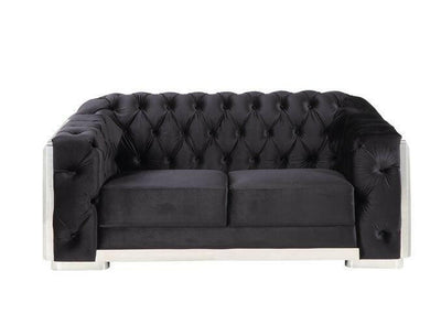 Pyroden - Loveseat - Black Velvet & Chrome Finish - Grand Furniture GA