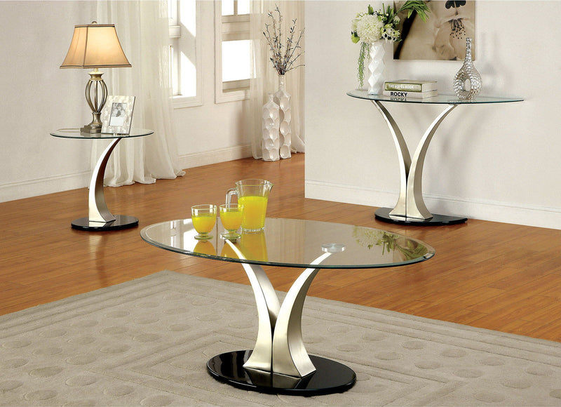 Valo - Coffee Table - Satin Plated / Black - Grand Furniture GA