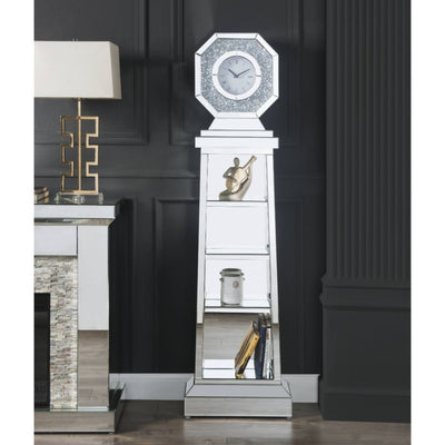 Noralie - Grandfather Clock - Mirrored & Faux Diamonds - 63" - Grand Furniture GA