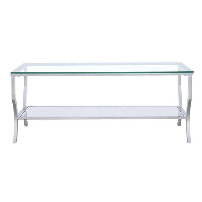 Saide - Rectangular Coffee Table With Mirrored Shelf - Chrome.