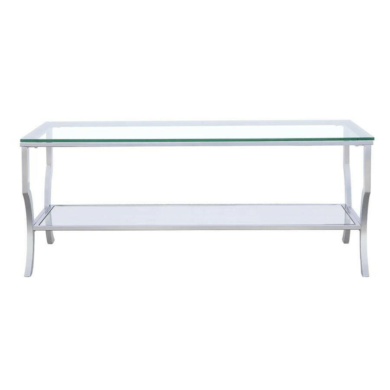 Saide - Rectangular Coffee Table With Mirrored Shelf - Chrome.